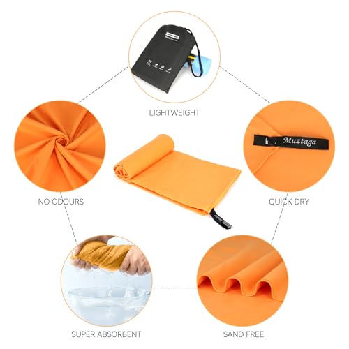 Microfiber Towel for Gym, Workout, Sweat Towel – Quick Dry, Ultra Compact, Lightweight & Super Absorbent(Orange,40x20 in) - color: Orange, size: 40"x20"