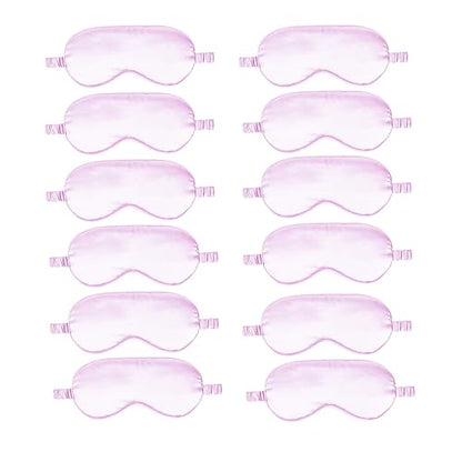 12PACK Silky Sleep Masks Satin Eye Mask Silk Eyes Cover for Sleeping Blackout Eyeshades Soft Blindfold Travel Nap Gifts - color: Lilac