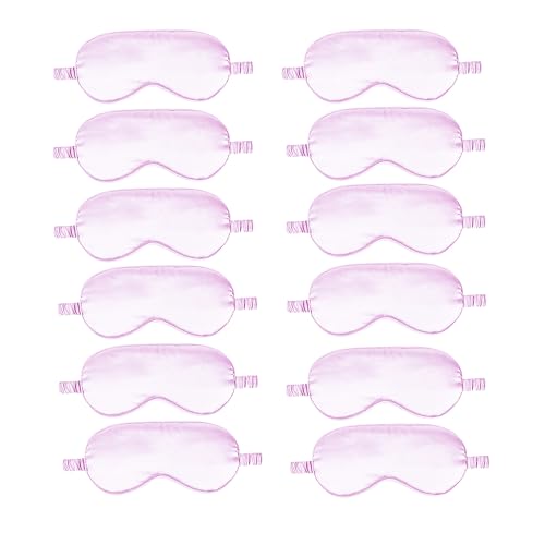 12PACK Silky Sleep Masks Satin Eye Mask Silk Eyes Cover for Sleeping Blackout Eyeshades Soft Blindfold Travel Nap Gifts - color: Lilac