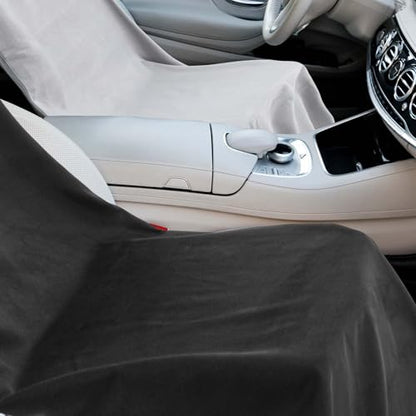 Hahafelt 2 Pack Car Seat Towel Cover with Storage Bag, Black,Gray | 63 x 32 in Car Towel Seat Cover Non Slip Waterproof, Gym Workout Swimming Running, Machine Washable Sweat Absorbent Protector - style: Black,Gray