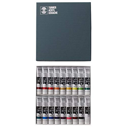 Turner Acrylic Paint Set Artist Acryl Gouache - Super Concentrated Vibrant Acrylics, Fast Drying, Velvety Matte Finish - [Set of 18 | 20 ml Tubes] - size: 12.06 Fl Oz (Pack of 1)