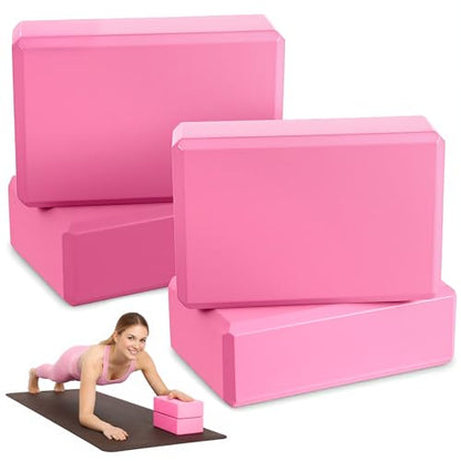 4 Pcs Yoga Blocks 9 x 6 x 3.15 Inch Eva Foam Lightweight Non Slip Yoga Props Firm and Supportive for Yoga Pilates Stretching Meditation