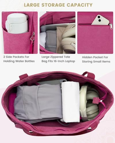 Gonex Yoga Mat Bag with Zipper Mat Carrier Canvas Gym Tote - color: Rose Red, size: Classic (15.5×5.5×14.5inch)