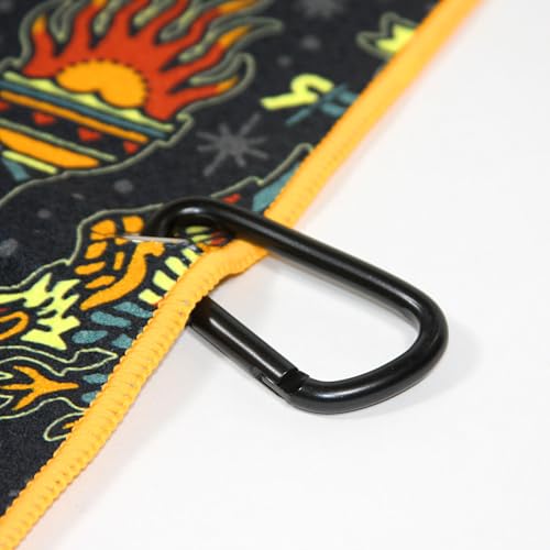 RokFit Gym & Golf Towel – Multi-Use, Quick-Dry, Durable Utility Towel with Bold Graphic and Carabiner Clip (Tattoo Flash Pattern) - color: Tattoo Flash Pattern