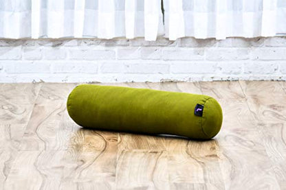 Leewadee Small Yoga Bolster – Shape-Retaining Cervical Neck Roll, Tube Pillow for Comfortable Reading, Kapok Filling, 22 x 6 x 6 inches - color: Cl23 - Green