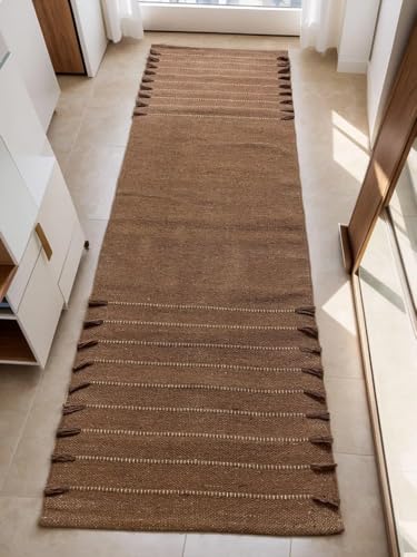 Payal Rugs Cotton Yoga Mat - Eco-Friendly Hand-Woven Rug - Non Slip & Thick (24”x72”x5mm) for Yoga Everyday Fitness at Home - Comfortable Extra-Long - color: Brown