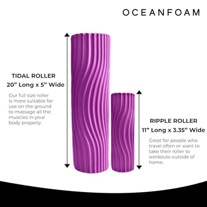 Oceanfoam Tidal Roller - Magenta - Muscle Massage Foam Roller for Back Pain & Stretching - Firm and Ergonomic Wide Wave Textured - Yoga, Athletics, & Wellness - Full Size, 20" x 5" - color: Magenta
