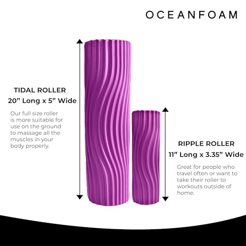 Oceanfoam Tidal Roller - Magenta - Muscle Massage Foam Roller for Back Pain & Stretching - Firm and Ergonomic Wide Wave Textured - Yoga, Athletics, & Wellness - Full Size, 20" x 5" - color: Magenta