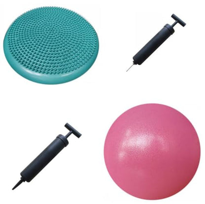 AppleRound Stability Cushion + Pilates Ball, 1 of Air Stability Wobble Cushion Bundle with 1 of 9-inch Pilates Ball - Pump Included