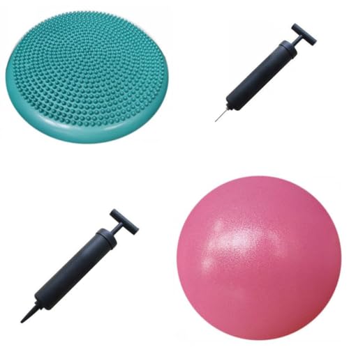 AppleRound Stability Cushion + Pilates Ball, 1 of Air Stability Wobble Cushion Bundle with 1 of 9-inch Pilates Ball - Pump Included