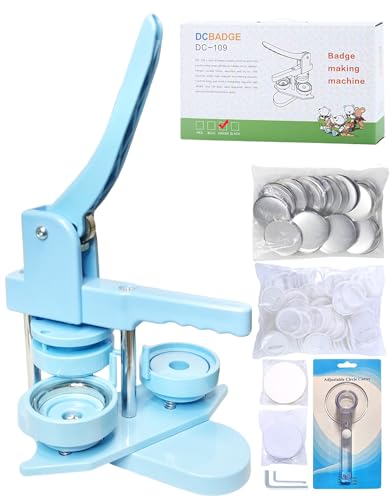 Button Maker Machine, Button Pin Maker (3rd Gen) Installation-Free DIY, Button Press Machine Kit with Free Button Parts&Circle Cutter&Wrench Gadget (Light Blue, 58mm（2.25in）) - color: Light Blue