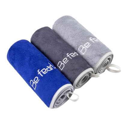 Microfiber Gym Towels for Men Women Workout - 14"x29" - Set of 3 - color: Navyblue+coolgrey+grey