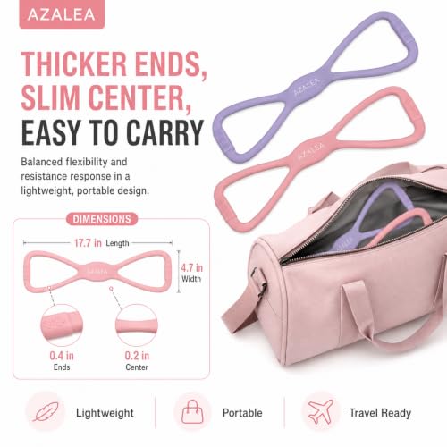 AZALEA Figure 8 Resistance Bands, Silicone Stretch Bands with Handles | 2 Pack Figure 8 Resistance Bands, Non-Slip Grip, 15LB 25LB Resistance for Arms, Back, Legs, Glutes, Yoga Pilates Home Workout