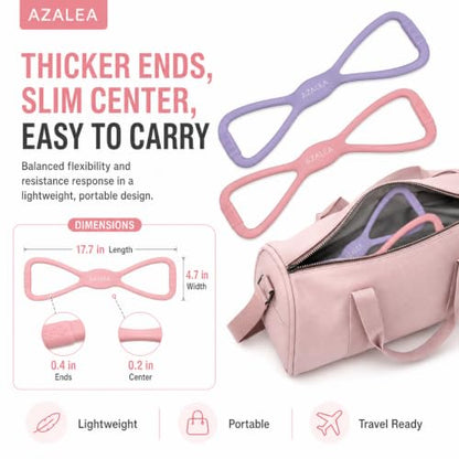 AZALEA Figure 8 Resistance Bands, Silicone Stretch Bands with Handles | 2 Pack Figure 8 Resistance Bands, Non-Slip Grip, 15LB 25LB Resistance for Arms, Back, Legs, Glutes, Yoga Pilates Home Workout