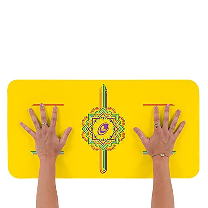 Liforme Yoga Pad - Revolutionary Alignment System, Advanced Non-Slip Grip | Eco-friendly, Non-Toxic, Sweat-Resistant, 4.2mm thick pad for knee, elbow and hand support during Yoga, Free Yoga Bag - color: Yellow