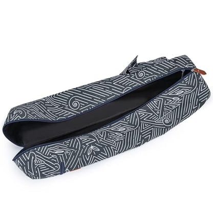 Yoga Mat Bag for Women & Men, Full-Zip Canvas Pilates Bag with Pockets | Lightweight Yoga Mat Carrier with Adjustable Shoulder Strap, Fits 1/4 & 1/3 Inch Thick Mats, for Studio Gym Travel Workout - color: Blue and White Striped Pattern