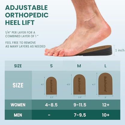 Adjustable Heel Lift Inserts for Shoes - Bukihome Orthopedic Shoe Lift for Uneven Legs 4 Layers Height Increase Insole for Heel Pain,Heel Spur,Achilles Tendonitis,Medium(Women 9-11.5/Men 7-9.5) | Shoe Lift for Uneven Legs 4 Layers Height Increase Insole f