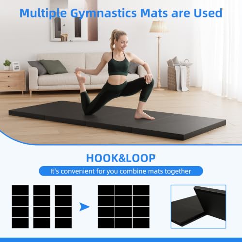 Polar Aurora 4'x10'x2 Thick Folding Gymnastics Exercise Mat Aerobics Stretching Yoga Mats - color: Black