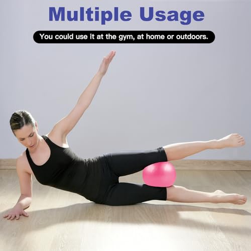 Guirnd Pilates Ball 2P, 9 Inch Workout Ball for Women Men Kid Toddler, Small Exercise Ball with Pump for Physical Therapy, Stability, Stretching, Barre, Yoga, Core(Pink & Purple)