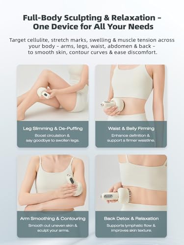 Yuonry Lymphatic Drainage Massager & Anti Cellulite Massage Tool, Helps Reduce Stretch Marks & Cellulite, for Legs, Arms & Belly, Body Sculpting Machine with Microcurrent, Light, Heat & Vibration