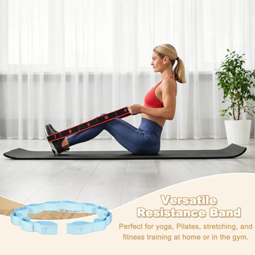 Fitness Resistance Bands, Section Number Stretch Resistance Band | Elastic Stretch Strap with Handles - color: Light Blue