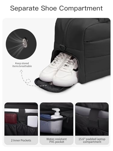 Gitus Travel Duffle Bag for Women Puffer Weekender Bags Carry on Gym Bag - color: Black