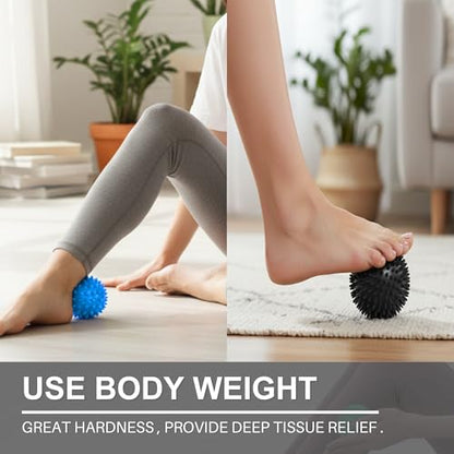 LEZER Spiky Massage Ball, Trigger Massage Point, Plantar Fasciitis, Deep Tissue Myofascial Release Tool, Foot Massager, Muscle Knot Relief, Physical Therapy, 3 in（Blue） - style: 01－3.0 in
