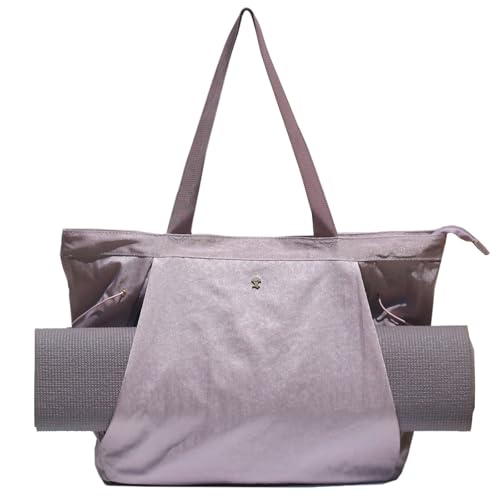 ESVAN Yoga Tote Bag for Women Shoulder Bags Drawstring for Office Workout Travel Carryall Pilates Gym and Beach - color: Nylon Light Purple