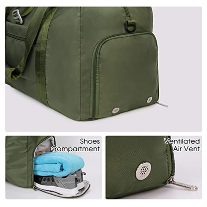 Ceneda 20" Gym Bag for Women with Wet Pocket & Shoe Compartment, Lightweight Duffel Waterproof Carry On Duffle for Travel, Yoga, Overnight (Green) - color: Green
