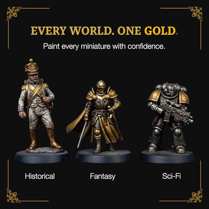 Ludus Bellum Miniature Paint Gold Color 18ml Precision Dropper Bottle | Professional Acrylic Paint for Miniatures & Models, Provides Quality Acrylic Tones and Shades for Warhammer 40K D&D Figures - color: Gold