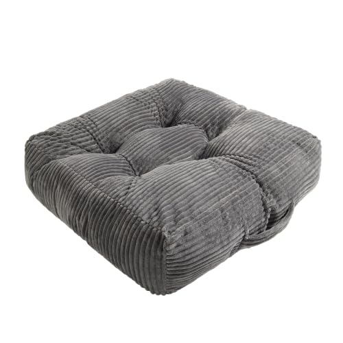 Square Floor Pillow, 6-Inch Thick Floor Cushion with PP Cotton Filling, Soft Corduroy Supportive Floor Seating for Living Room, Office, 22 x 22 Inches (Gray, 1 Pack) - color: Gray, size: 1 Pack