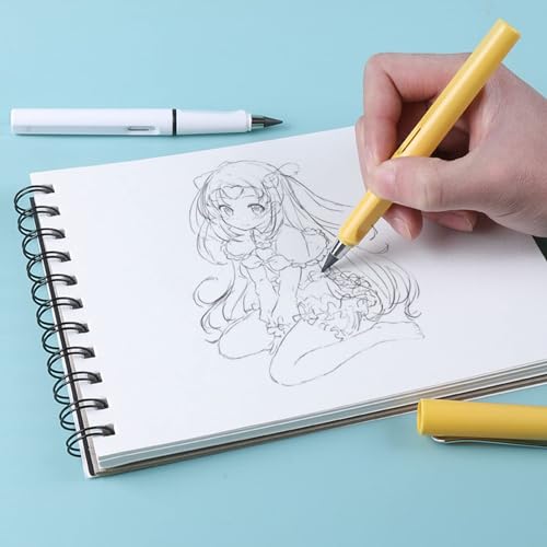 Everlasting Pencils,Inkless pen,lapiz infinito,No Sharpen 0.7mm, 4Pcs Pencils With 8Pcs Replaceable Pencil Leads(Black White) - color: 4 Pcs Black+White