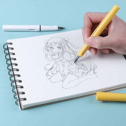 Everlasting Pencils,Inkless pen,lapiz infinito,No Sharpen 0.7mm, 4Pcs Pencils With 8Pcs Replaceable Pencil Leads(Black White) - color: 4 Pcs Black+White