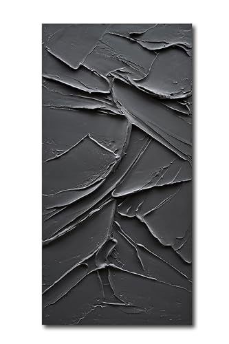 NANKAI Art Hand Painted Black Canvas Wall Art 48x24 inch Abstract Modern Oil Painting Contemporary Textured Wall Art Minimalist Artwork Home Decor - color: Nkhb126