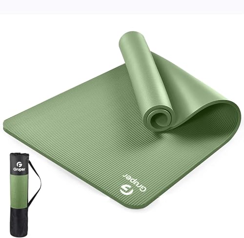 Gruper Yoga Mat Non Slip NBR Extra Thick Yoga Mat, 72"L x 32"/24"W x 0.6"/0.4"TH (185cm x 80cm/61cm x 15mm/10mm), Anti-Tear Exercise Mat with Carrying Strap and Bag, Workout Mats for Yoga, Pilates - color: Matcha, size: 72 x 24 x 0.4 inches