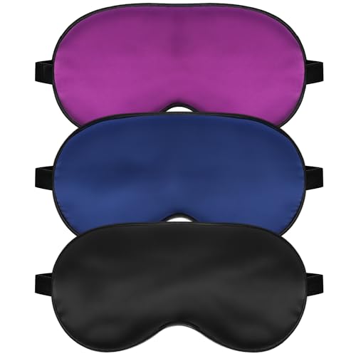 Sleep Mask, Silk Eye Mask for Sleeping with Adjustable Strap, Blindfold Eyeshade for Men & Women, Comfortable & Soft Eye Cover Eyeshade for Night Sleep (Black, Blue, Purple) | Soft Blindfold for Men & Women Side Sleeper, Pressure-Free Eye Cover, Eyeshade
