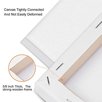 14 Packs Stretched Canvases for Painting, Multi Pack 11x14, 9.44x12, 8x10, 5x7, 4x4, Round Canvas with 8x8,10x10(2 of Each), Blank Primed Canvas, for Oil Paint, Acrylic Paint, for Beginners, Artists. - size: Multisize-14Pack