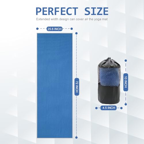 Eunzel Non Slip Hot Yoga Mat Towel with Grip Dots, 72" x 24" - color: Steel Blue, size: 72" x 24"
