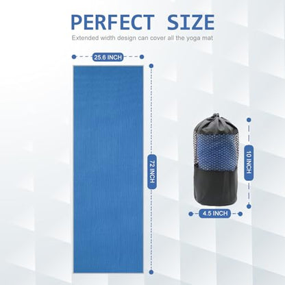 Eunzel Non Slip Hot Yoga Mat Towel with Grip Dots, 72" x 24" - color: Steel Blue, size: 72" x 24"