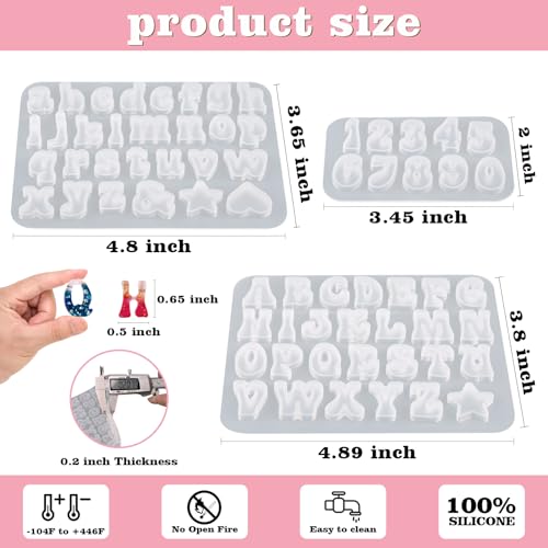Actvty Mini Alphabet Resin Molds - 3Pcs Letter Molds for Epoxy Casting Small Number Alphabet Silicone Mold for DIY Earring Necklace Pendant Jewelry Resin Crafts Decor - color: Mini Alphabet Mold