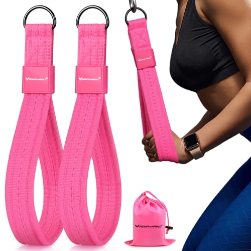 RENRANRING Tricep Rope Cable Attachment Handles for Gym, 13inch Exercise Handles, Tricep Pull Down Attachments Rope for Pilates, Yoga, Strength Trainer, Physical Therapy, Stretch, Recovery - color: Pink