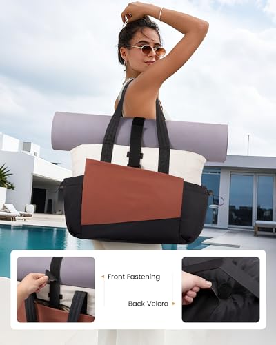 LOVEVOOK Travel Tote Bag for Women, Fits 15.6-Inch Laptop - color: Black-white-brown, size: 15.6 inch