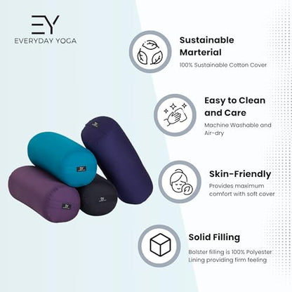 Everyday Yoga Premium Bolster, Soft Meditation Pillow, Multi-Colors - color: Plum, style: B. High Impact - Round