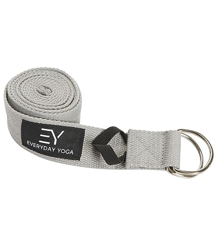 Everyday Yoga Strap with Metal D-Ring Athletic Stretching, 6ft/8ft/10ft | Durable Stretching Strap, Flexibility Training, Exercise & Fitness For Yoga, Pilates, Physical Therapy, Gym, Unisex-Adult - color: Slate, size: 6 Foot