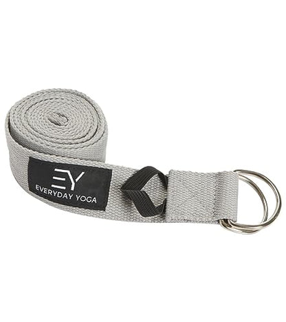 Everyday Yoga Strap with Metal D-Ring Athletic Stretching, 6ft/8ft/10ft | Durable Stretching Strap, Flexibility Training, Exercise & Fitness For Yoga, Pilates, Physical Therapy, Gym, Unisex-Adult - color: Slate, size: 6 Foot