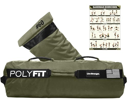 Polyfit Workout Sandbag Pro - Exact Sizing with Triple Closure Filler Bag - color: GREEN, size: 60 LB