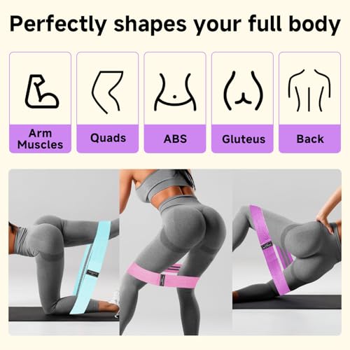 Resistance Bands, Fabric Workout Bands for Women & Men, Cloth Booty Resistance Loop Bands, Thick Squat Bands for Home Fitness, Gym, Yoga, Pilates for Butt Legs Thigh Hip Glute (Purple 50–70 lbs)