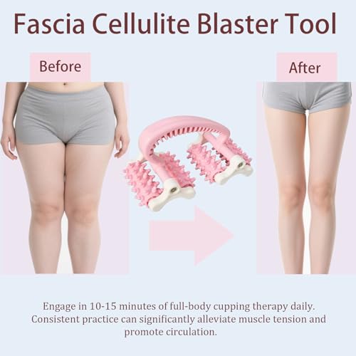 Cellulite Massage Tool,Anti Fascia Release Muscle Cellulite Roller - color: Pink