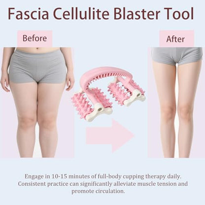 Cellulite Massage Tool,Anti Fascia Release Muscle Cellulite Roller - color: Pink