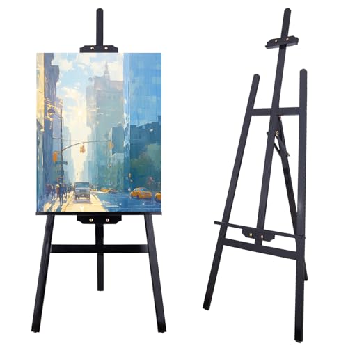 Falling in Art Adjustable Wooden Easel Stand for Painting&Display, Black | Folding Art Easel for Display, Drawing, Wedding Sign and Poster, Suitable for Kids and Adults, Holds Up to 42" - style: Black -1 Pack